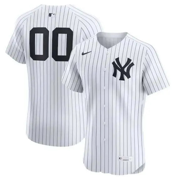 Pinstriped New York Yankees Nike Home Elite Retired Roster White Jersey