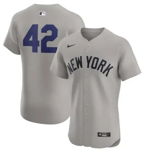 Gray New York Yankees Nike Road 2024 Jackie Robinson Day Elite Jersey with number 42