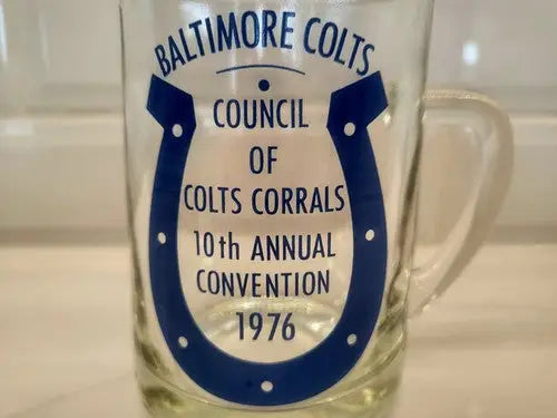 NFL 1976 Baltimore Colts Council of Corrals Beer Stein showcasing team memorabilia