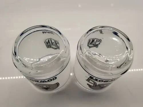 Two Dallas Cowboys frosted glass helmet logo drinking glasses for NFL fans