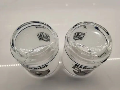 Two Dallas Cowboys frosted glass helmet logo drinking glasses for NFL fans