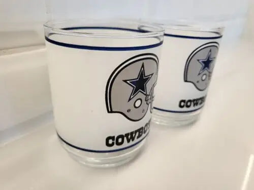 NFL Dallas Cowboys frosted glass helmet logo drinking glasses set
