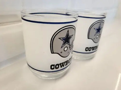 NFL Dallas Cowboys frosted glass helmet logo drinking glasses set