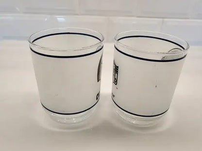 Dallas Cowboys frosted glass helmet drinking glasses with black trim for NFL fans