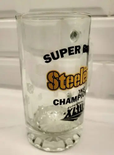 NFL 2008 Pittsburgh Steelers Super Bowl XLIII Championship Beer Stein Mug featuring Superbowl XLIII design