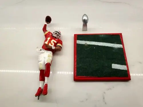 Custom McFarlane Patrick Mahomes Action Figure with Kansas City Chiefs Superbowl Trophy
