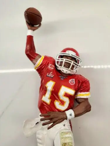 Patrick Mahomes Custom McFarlane action figure with Super Bowl Trophy display