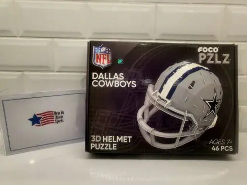 NFL Dallas Cowboys 3D helmet puzzle FOCO PLZL featuring Cowboys 3D helmet display