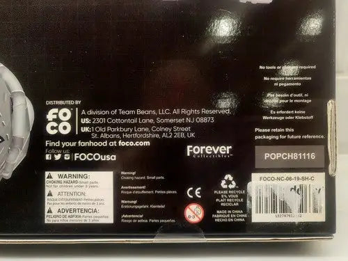 Product packaging with warnings and recycling info for NFL Dallas Cowboys 3D Helmut FOCO PLZL