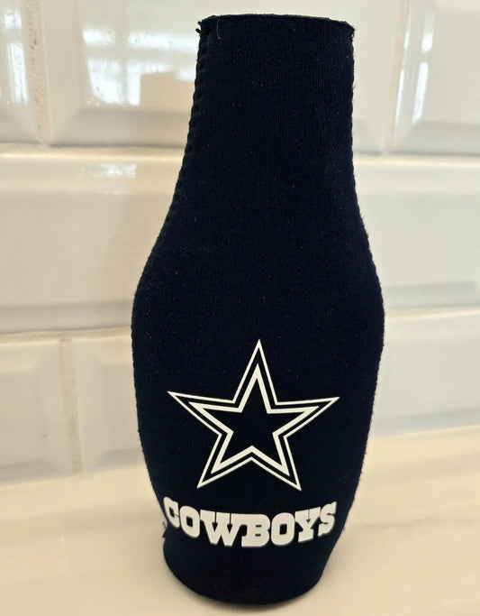 Navy blue Dallas Cowboys bottle holder koozie for NFL Dallas Cowboys fans