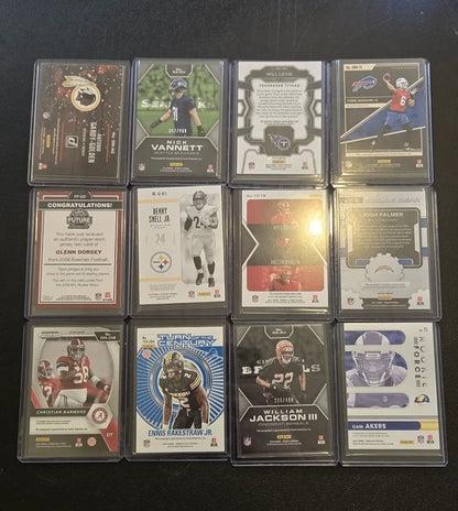 NFL football 12 card lot with rookie auto jersey relics and rookies jersey relics