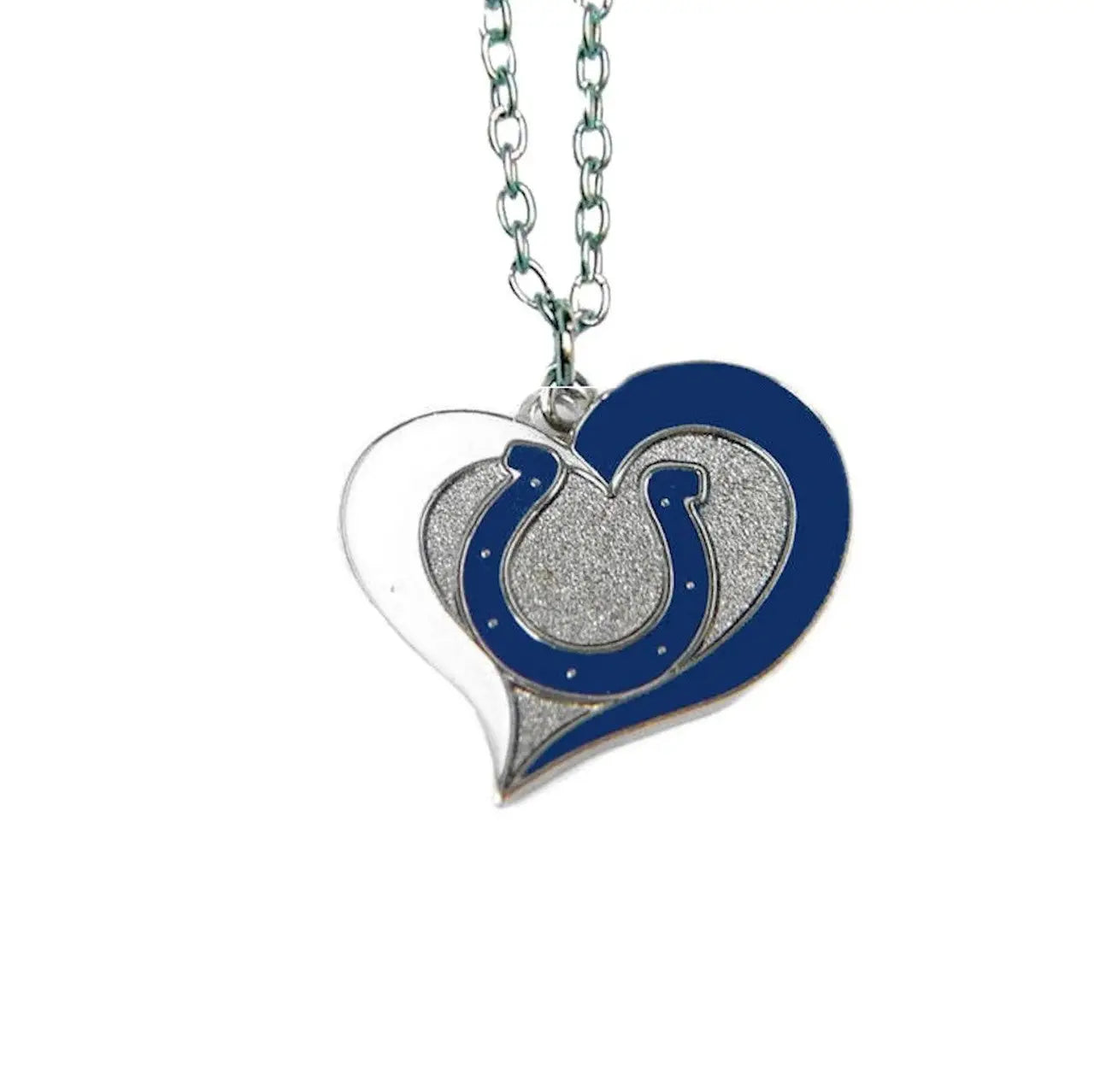 Heart shaped pendant necklace with swirl heart shaped Indianapolis Colts logo design