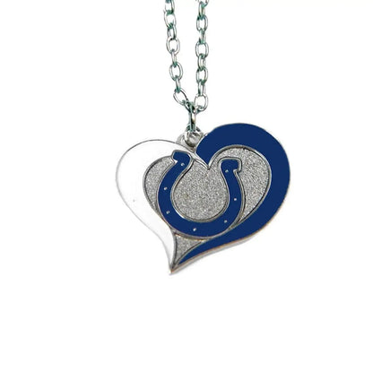 Heart shaped pendant necklace with swirl heart shaped Indianapolis Colts logo design