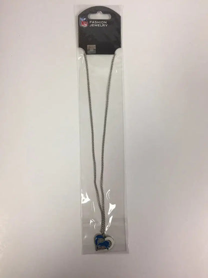 NFL Football Swirl Heart Shaped Necklace with blue pendant for team pride