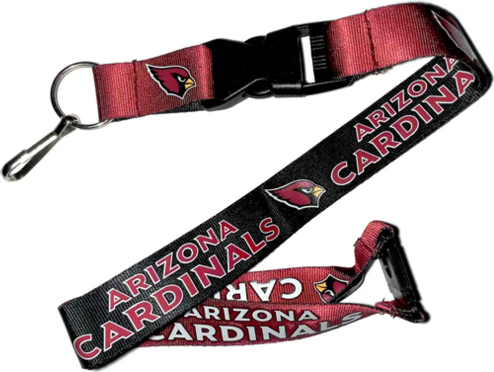 Arizona Cardinals reversible lanyard featuring team logo and name for fans and trading cards