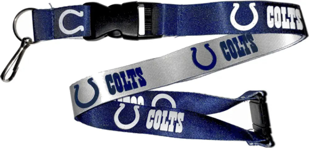 NFL Indianapolis Colts reversible lanyard featuring team logo and colors for trading cards