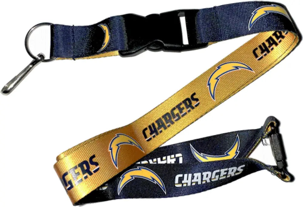 NFL Los Angeles Chargers reversible lanyard featuring team colors and logos