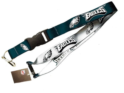 NFL Philadelphia Eagles reversible lanyard featuring team logo and colors for trading cards