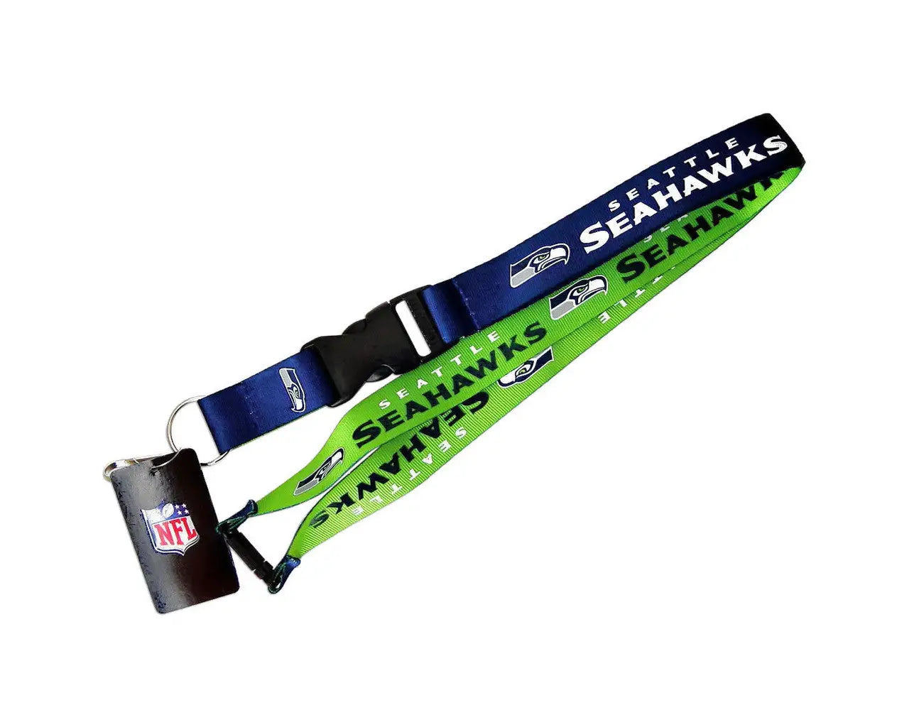 Seahawks reversible lanyard featuring NFL logo and team colors for fans and collectors