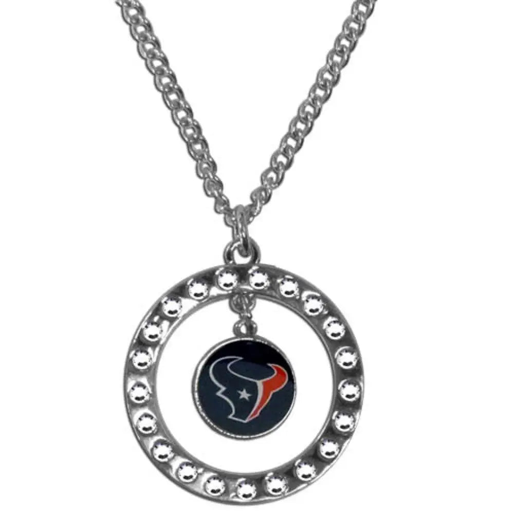Circular Houston Texans Logo Rhinestone Hoop Necklace for NFL fans and women