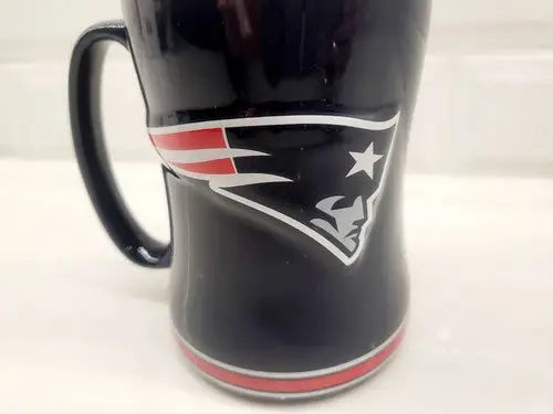 NFL New England Patriots blue logo sculpted mug officially licensed for Patriots fans