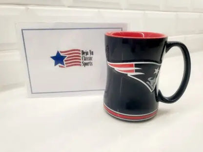 NFL New England Patriots blue logo sculpted mug officially licensed for Patriots fans