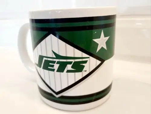 NFL New York Jets Green and White Ceramic Coffee Mug showcasing York Jets logo