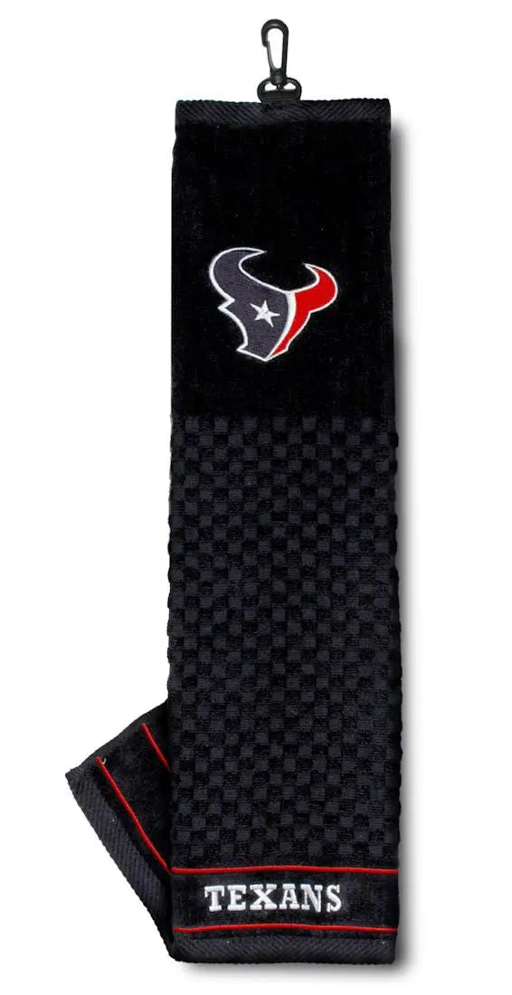 Embroidered golf towel featuring Houston Texans NFL logo and name for fans
