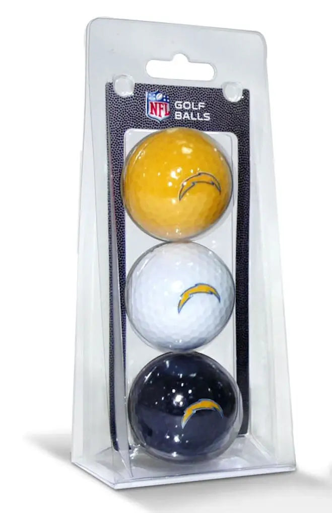 NFL-branded golf balls in Los Angeles Chargers colors and logo for fans and collectors