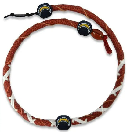 Braided leather necklace with Los Angeles Chargers logo beads for NFL fans