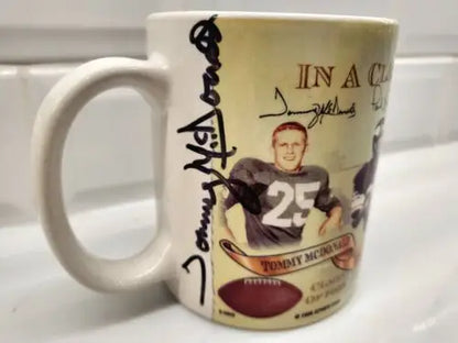 Autographed Tommy McDonald NFL signed ceramic coffee mug for collectors and fans