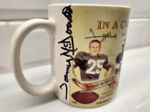 Autographed Tommy McDonald NFL signed ceramic coffee mug for collectors and fans