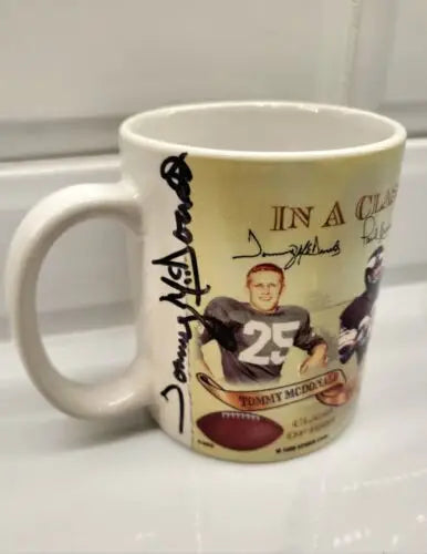 Autographed NFL Signed Ceramic Coffee Mug featuring Tommy McDonald from the 1989 HOF Class