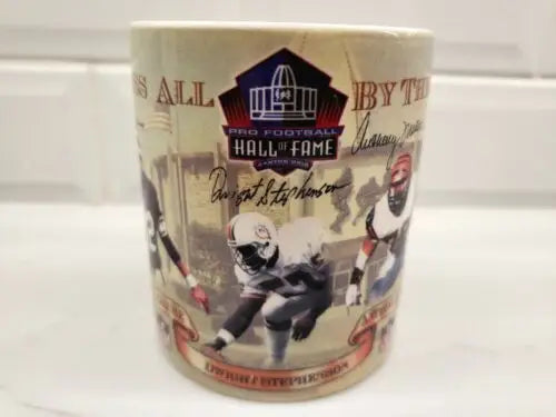 NFL Signed Autographed Tommy McDonald Bears Ceramic Coffee Mug displayed on a table