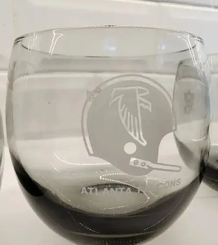 Gray Atlanta Falcons vintage smokey Rolly Polly glass from NFL rare set of 4