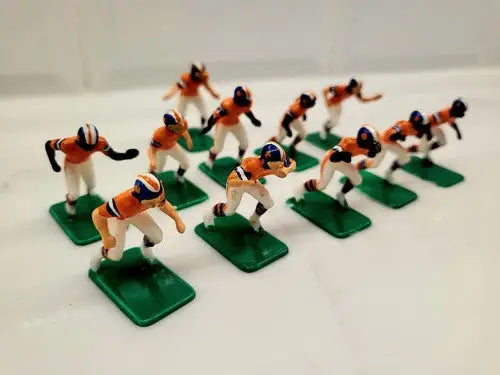 Miniature Denver Broncos electronic football players in NFL Vintage Tudor 11 set
