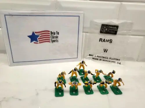 Vintage Rams Electronic Football figures from the Los Angeles Rams NFL Tudor set