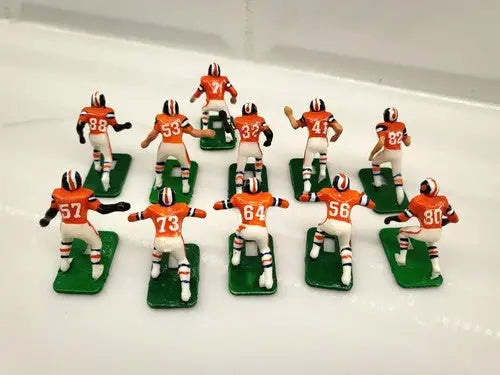 Miniature Denver Broncos Electronic Football team figures from the 1970’s Tudor set