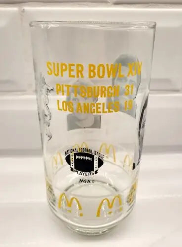 NFL Vtg Super Bowl XIV Pittsburgh Steelers McDonald’s commemorative glass officially licensed