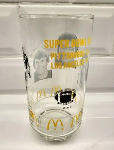 NFL Vtg Superbowl XIV Pittsburgh Steelers McDonald’s commemorative glass, officially licensed
