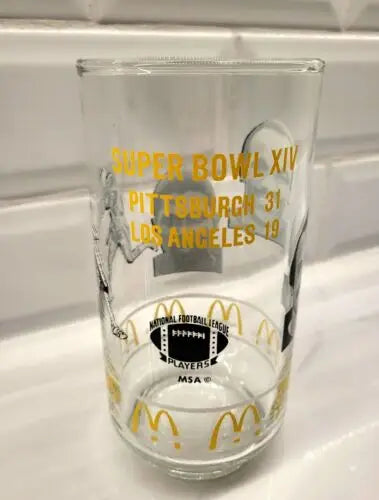 Pittsburgh Steelers NFL Vtg Superbowl XIV McDonald’s commemorative players glass