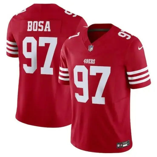 Red Nick Bosa San Francisco 49ers Nike Vapor F.U.S.E. Jersey with 97 on back and front