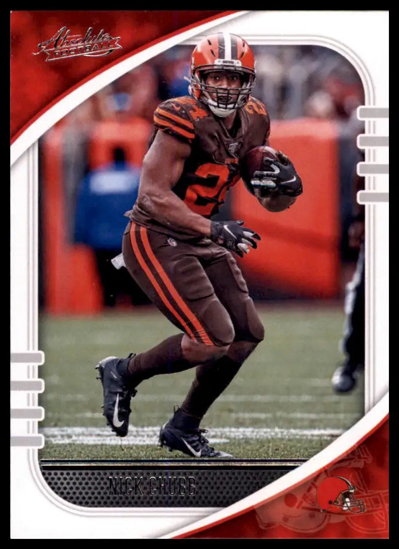 Nick Chubb 2020 Panini Absolute football trading card featuring Cleveland Browns player