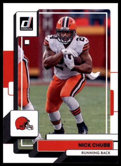 Nick Chubb football card from 2022 Donruss series featuring Cleveland Browns player