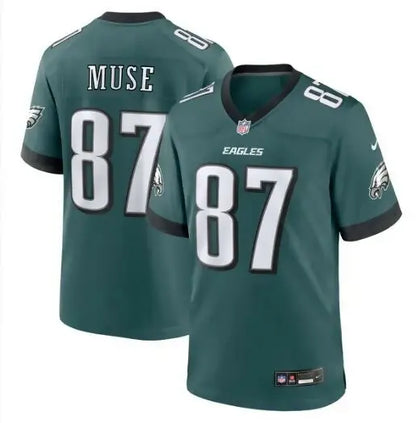 Nick Muse Philadelphia Eagles jersey with Muse on the back, Midnight Green Nike game jersey