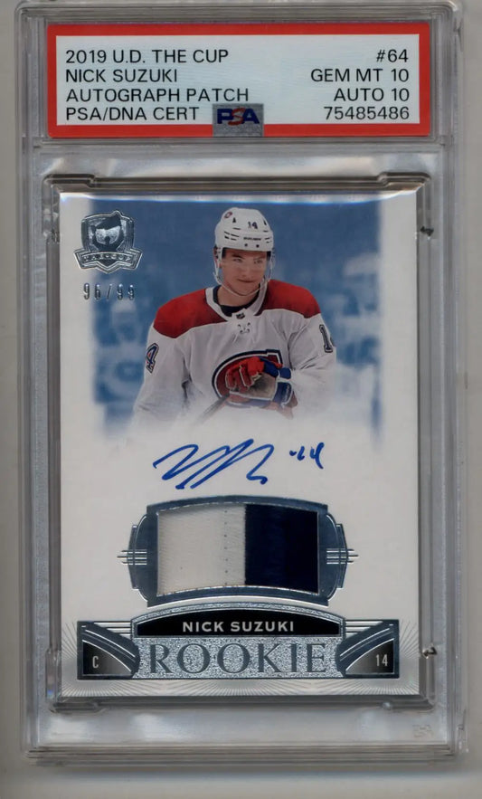 Nick Suzuki 2019-20 Upper Deck The Cup Auto Patch 96/99 PSA 10 Gem Mint Auto 10 - Singles