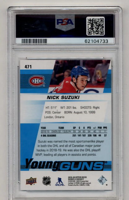 Nick Suzuki 2019-20 Upper Deck Young Gun #471 PSA 10 Gem Mint 4733 - Singles