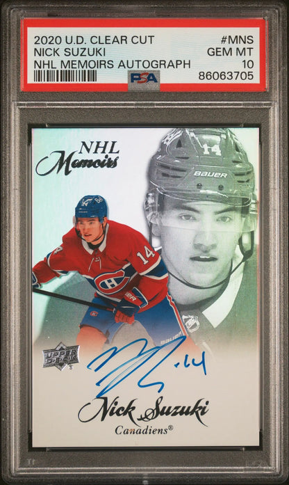 Nick Suzuki 2020 Upper Deck Clear Cut NHL Memoirs Auto PSA 10 Gem Mint - Singles