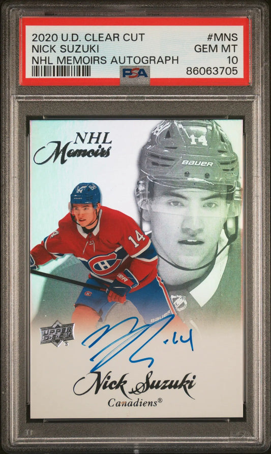 Nick Suzuki 2020 Upper Deck Clear Cut NHL Memoirs Auto PSA 10 Gem Mint - Singles