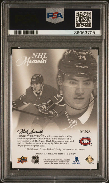 Nick Suzuki 2020 Upper Deck Clear Cut NHL Memoirs Auto PSA 10 Gem Mint - Singles